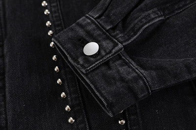 Heavy Black Denim Jacket For Women