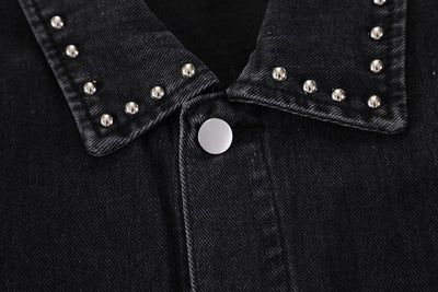 Heavy Black Denim Jacket For Women